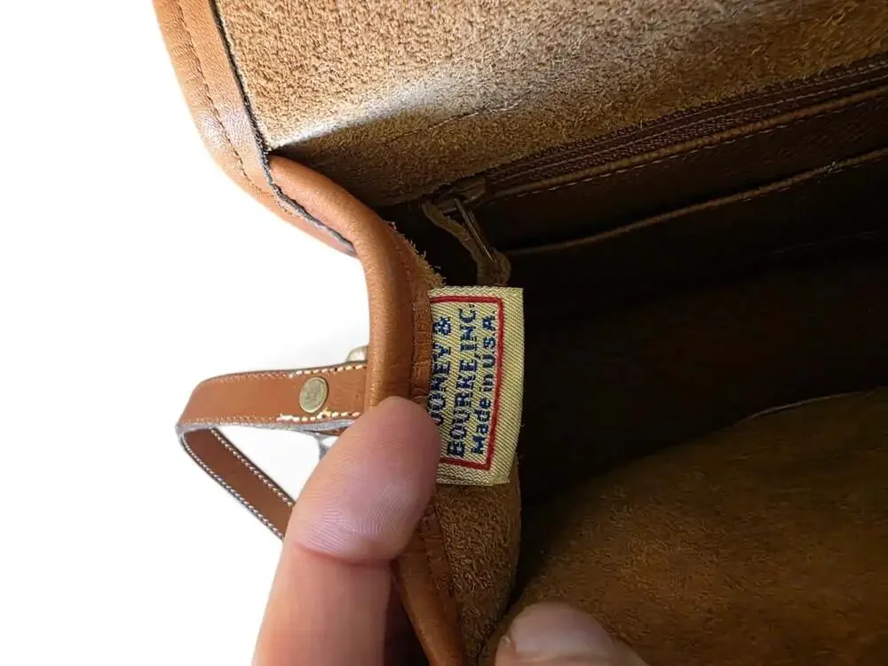 Vintage Dooney & Bourke Essex Crossbody Bag Tan All Weather Leather Made USA